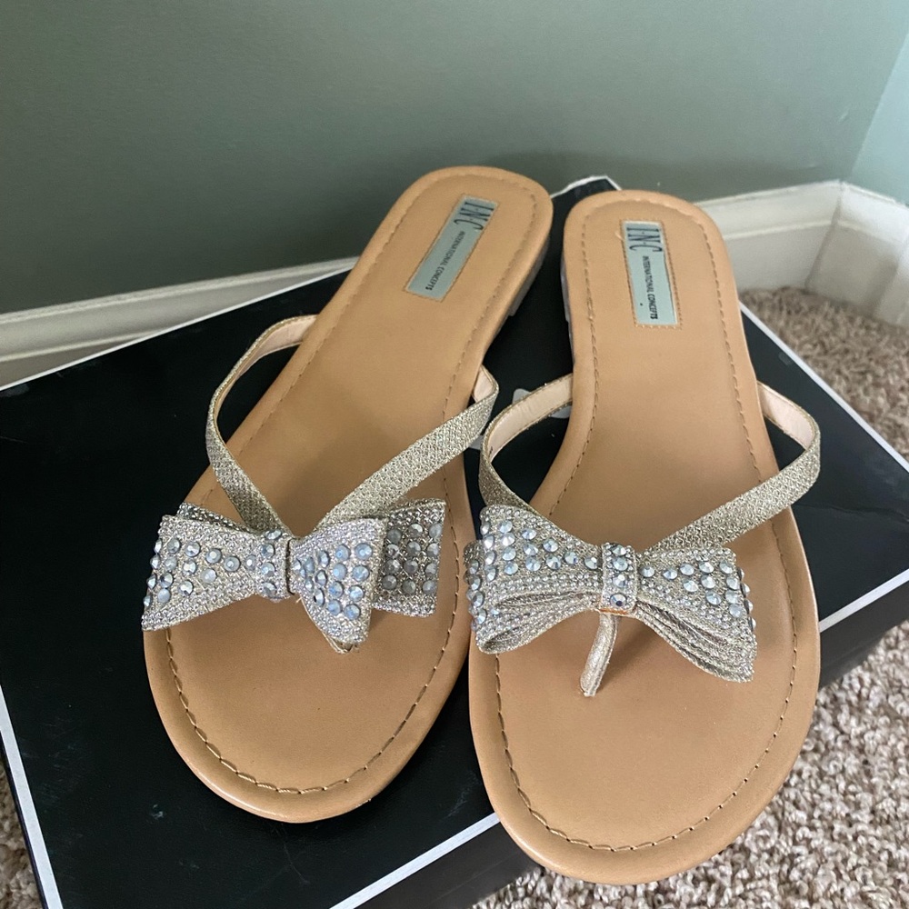 Elegant Silver Bow Sandals